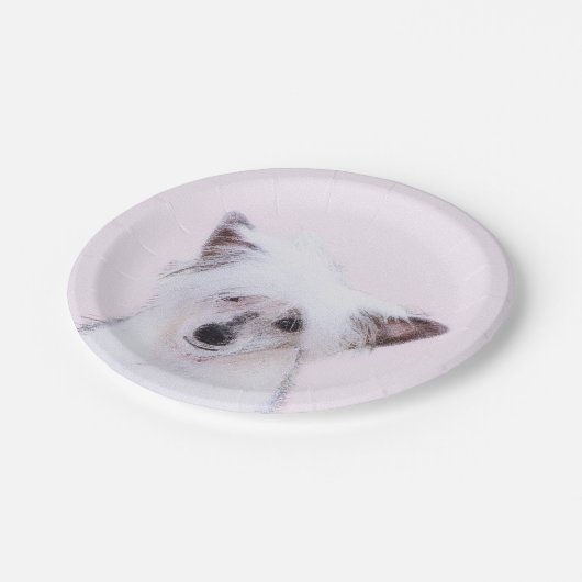 Chinesisch gezapfte Powderpuff-Malerei - Hundekuns Pappteller (Schrägansicht)