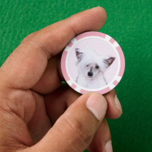 Chinesisch gezapfte Powderpuff-Malerei - Hundekuns Pokerchips