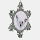 Chinesisch gezapfte Powderpuff-Malerei - Hundekuns Schneeflocken Zinn-Ornament (Links)