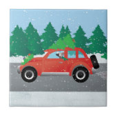 Chinesisch gezapftes Auto mit Baum oben Fliese (Vorderseite)