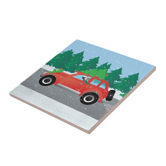 Chinesisch gezapftes Auto mit Baum oben Fliese (Seite)