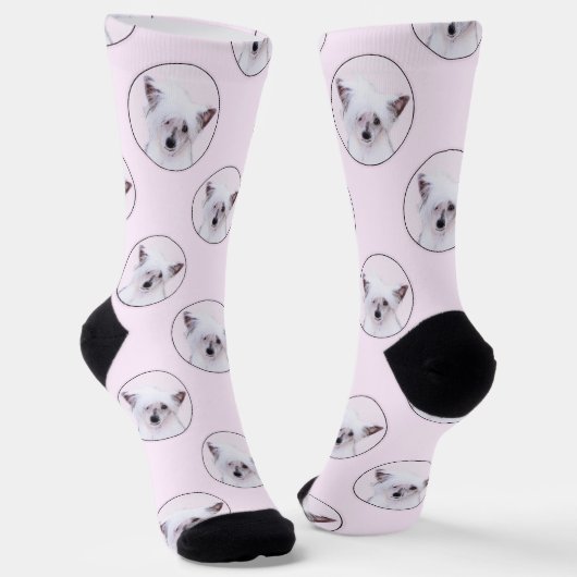 Chinesisch gezapftes Powderpuff Weiße Malerei Socken (Gewinkelt)
