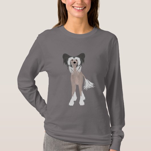 Chinesisch gezinkter Hund Long Sleeve Tshirt (Vorderseite)