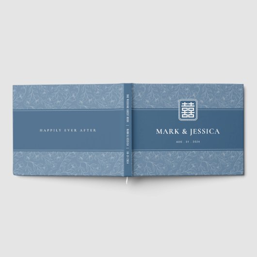 Chinesisch-graublaue Doppelglückssehe Gästebuch (Voll)