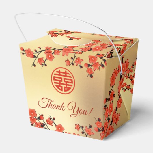 Chinesisch Hochzeit Red Gold Danke Geschenkschachtel (Rückseite)