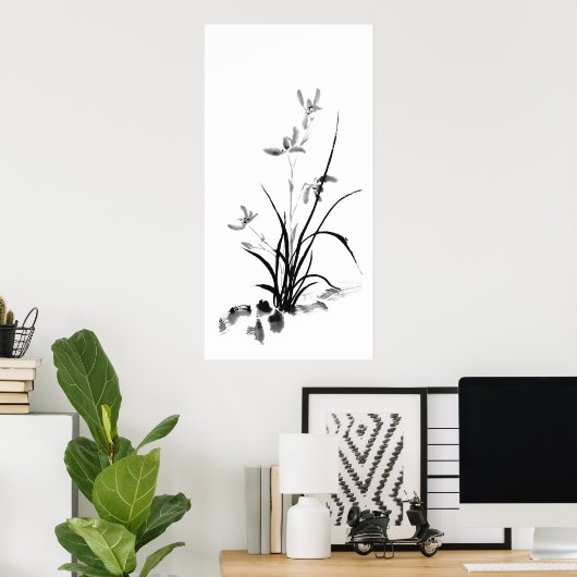Chinesisch Iris - bw Poster (Heimbüro)
