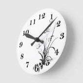 Chinesisch Iris - bw Runde Wanduhr (Winkel)