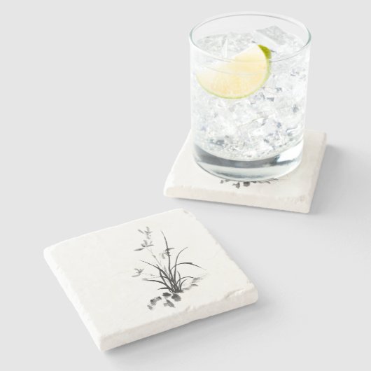 Chinesisch Iris - bw Steinuntersetzer (Seitenansicht)