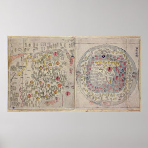 Chinesisch-Koreanische Weltkarte Poster