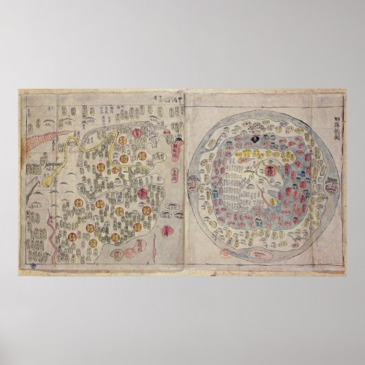 Chinesisch-Koreanische Weltkarte Poster (Vorne)