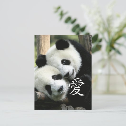Chinesisch liebende kleine Riesenpandas Postkarte (Stehend Vorderseite)