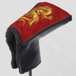Chinesisch Lucky Gold Dragon Golf Putter Cover Headcover