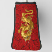 Chinesisch Lucky Gold Dragon Golf Putter Cover Headcover (Rotieren 90)
