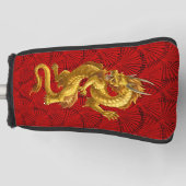 Chinesisch Lucky Gold Dragon Golf Putter Cover Headcover (Vorderseite)