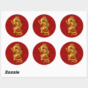 Chinesisch Lucky Gold Dragon Stickers