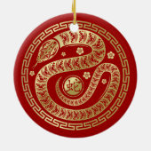 Chinesisch Neues Jahr der Schlange 2025 Keramik Ornament (Hinten)