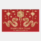 Chinesisch Neues Jahr der Schlange 2025 Rechteckiger Aufkleber (Vorderseite)