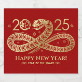 Chinesisch Neues Jahr der Schlange 2025 Schaumweinetikett (Einzelnes Label)