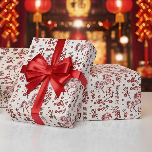 Chinesisch Neues Jahr des Feuerpferdes 2026 Geschenkpapier