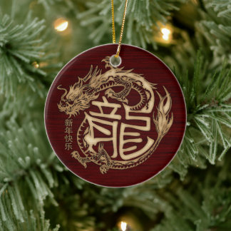 Chinesisch Neues Jahr des Holzdrachen 2024 Keramik Ornament