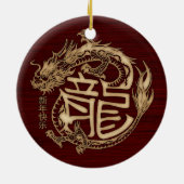 Chinesisch Neues Jahr des Holzdrachen 2024 Keramik Ornament (Hinten)