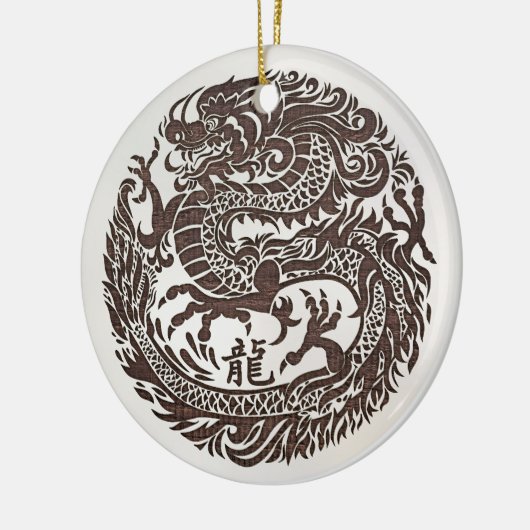 Chinesisch Neues Jahr des Holzdrachen 2024 Keramik Ornament (Links)