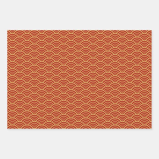 Chinesisch Neues Jahr Traditionelles Muster W3PS Geschenkpapier Set (Vorderseite 2)