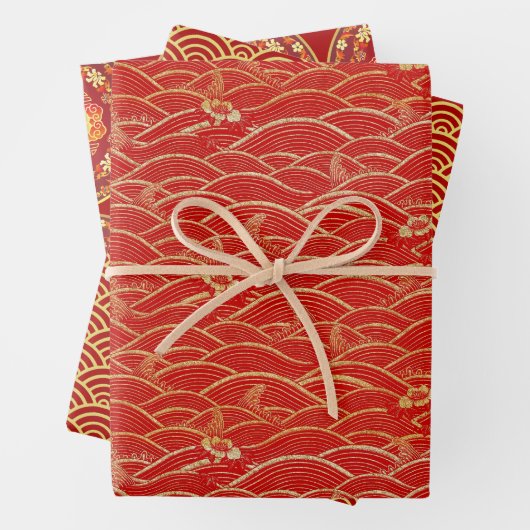 Chinesisch Neues Jahr Traditionelles Muster W3PS Geschenkpapier Set (Beispiel)