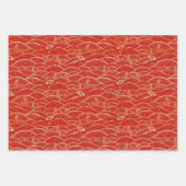 Chinesisch Neues Jahr Traditionelles Muster W3PS Geschenkpapier Set (Vorderseite)