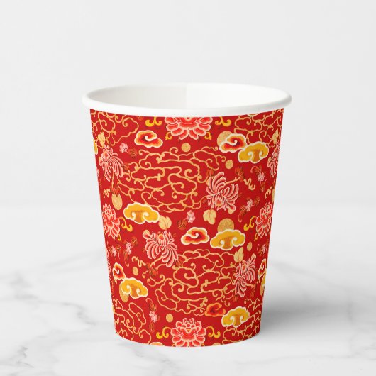 Chinesisch Neujahr Gold Red auspicious Cloud Flora Pappbecher (Links)