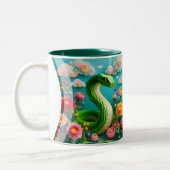 Chinesisch Neujahr grüne Schlange 2025 2TM3 Zweifarbige Tasse (Links)