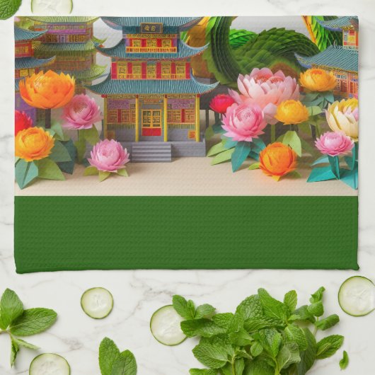 Chinesisch Neujahr grüne Schlange 2025 KT7 Geschirrtuch (Gefaltet)