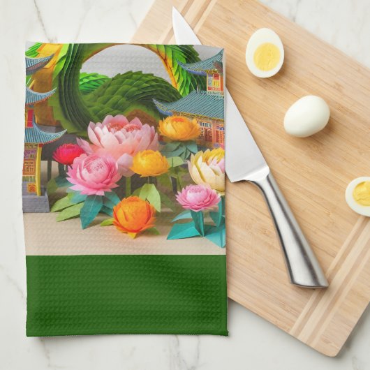 Chinesisch Neujahr grüne Schlange 2025 KT7 Geschirrtuch (Viertel Falte)