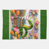 Chinesisch Neujahr grüne Schlange 2025 KT7 Geschirrtuch (Horizontal)