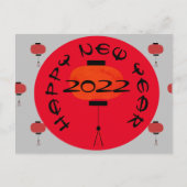 Chinesisch Neujahr Laternenrot Grau Postkarte (Vorderseite)