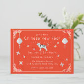 Chinesisch Neujahr Origami Tiger, orange Einladung (Stehend Vorderseite)