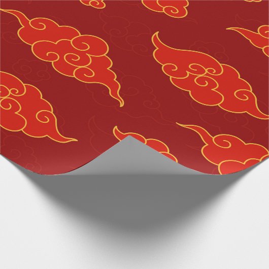 Chinesisch Neujahr Red Gold Auspicious Wolken Geschenkpapier (Ecke)
