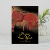 Chinesisch Neujahr Red Gold Lantern Folieneinladung (Stehend vorne)