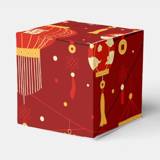 Chinesisch Neujahr Red Lanterns Gefälligkeitsbox Geschenkschachtel (Rückseite)