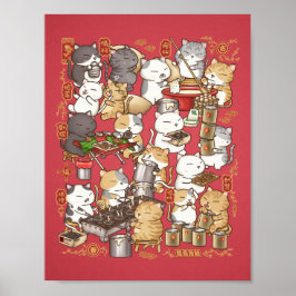 Chinesisch Neujahr Whimsical Cat Making Kuih Kapit Poster
