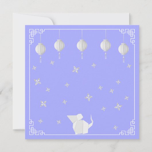 Chinesisch New Year Origami Rat, hellblau Einladung (Rückseite)