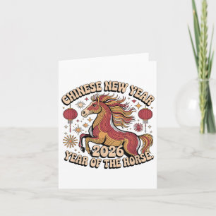 Chinesisch New Years 2026 Horse Lunar Zodiac Decor Karte