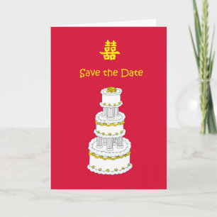Chinesisch Save the Date für eine Hochzeitskuchen Ankündigung