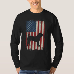 Chinesisch Shar Pei Amerikanische Flagge USA Hund T-Shirt