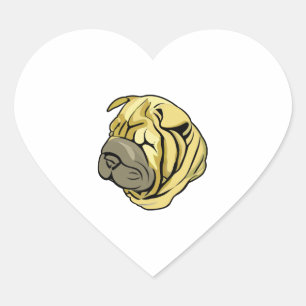 Chinesisch Sharpei Dog Brown Shar Pei Herz-Aufkleber