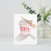 Chinesisch "Take Out Food Box" mit Chopsticks Postkarte (Stehend Vorderseite)