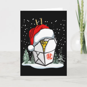 Chinesisch-Takeout-Box-Weihnachtsmannmütze Grafik Karte