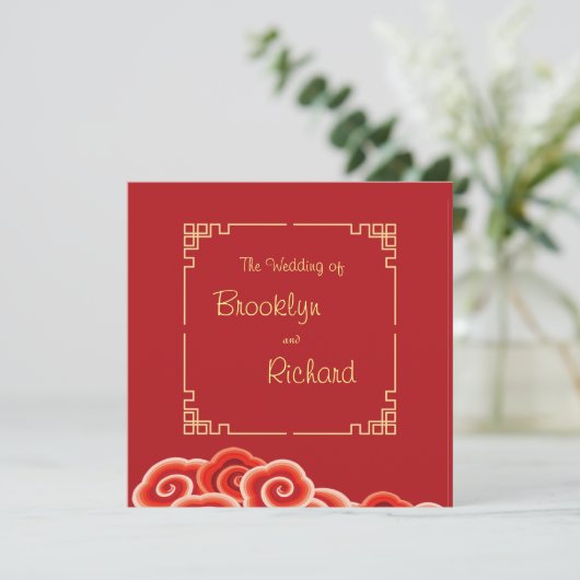 Chinesisch, Traditionell, elegant, Einladung zur H (Stehend Vorderseite)