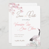 Chinesisch und Englisch Save the Date Cherry Bloss Einladung (Vorne/Hinten)