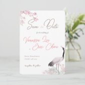 Chinesisch und Englisch Save the Date Cherry Bloss Einladung (Stehend Vorderseite)